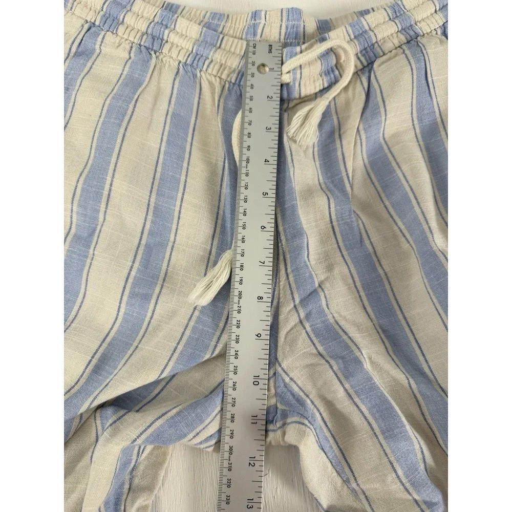 H&M DIVIDED Coastal Blue White Striped Linen Blend Wide Leg‎ Pants Women's Small